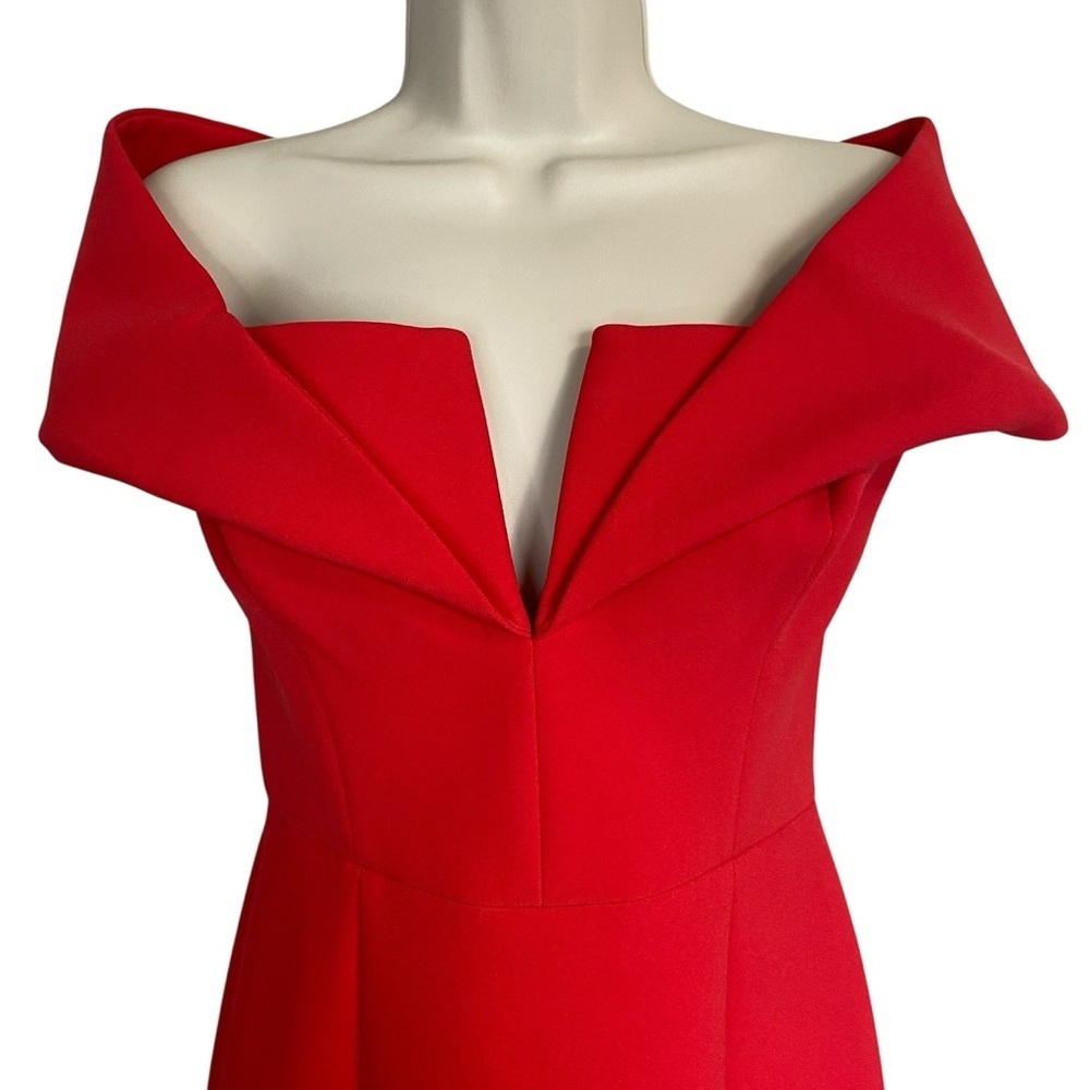 BCBGMaxazria - Marquise - Coral Off the Shoulder Cocktail Dress - 8 - Picture 6 of 14